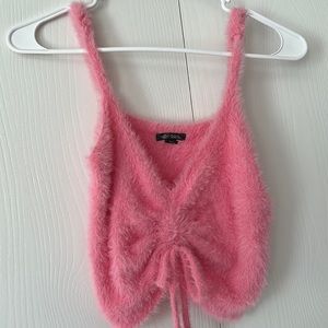 Pink cinched crop top